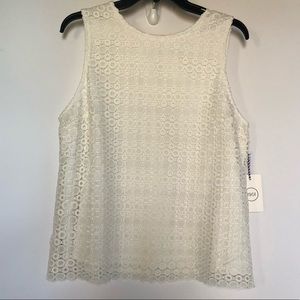 1901 Ivory Eyelet sleeveless tank